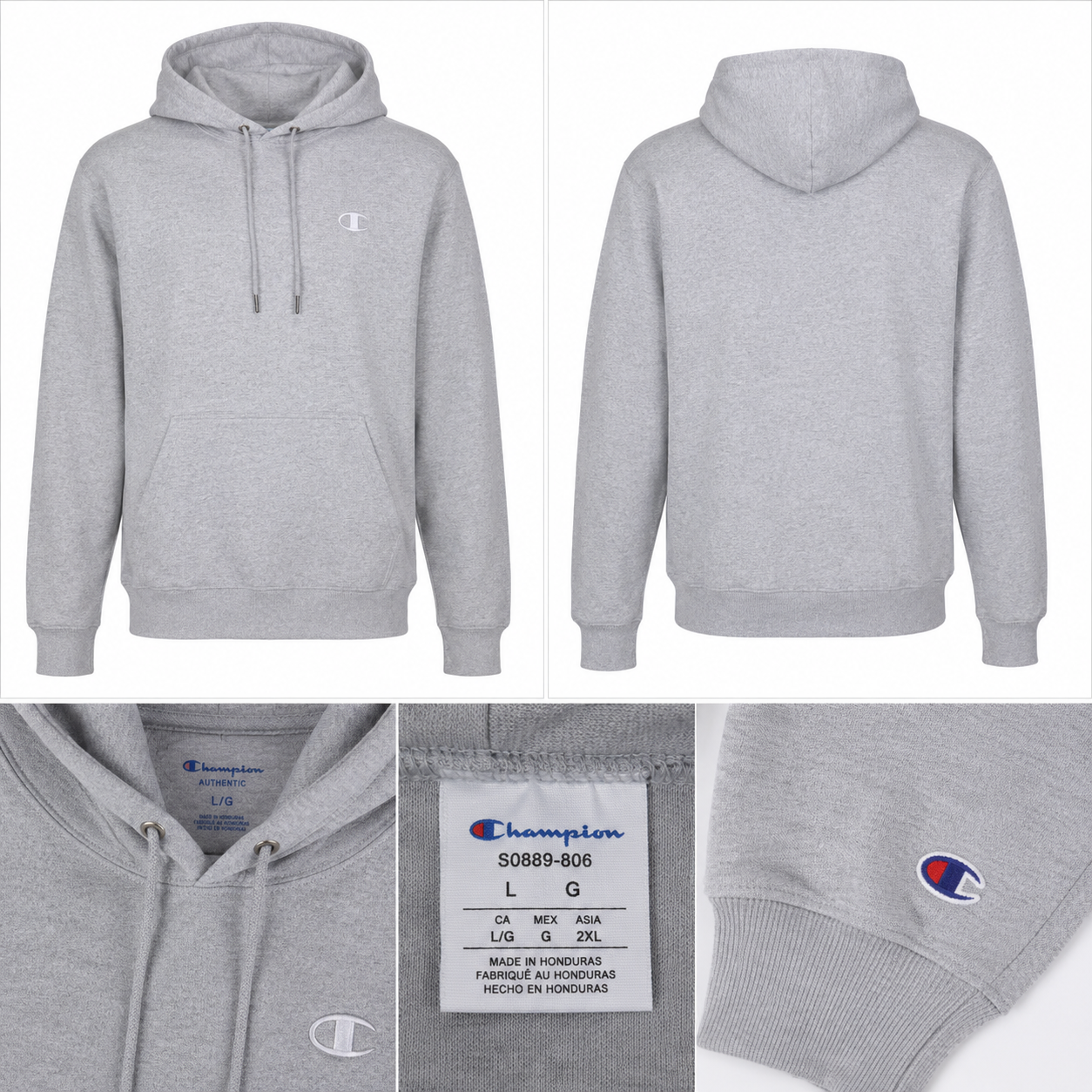 Hanorac Champion Original Gri cu Glugă – Unisex