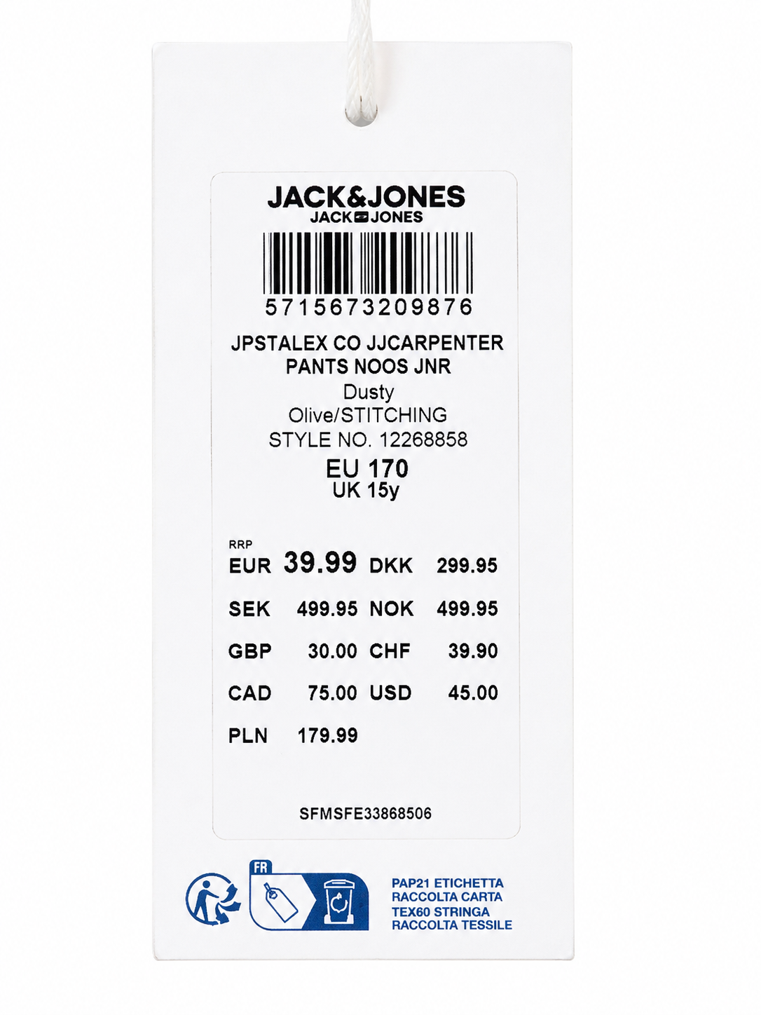 Pantaloni JACK & JONES Junior Carpenter Dusty Olive Stretch