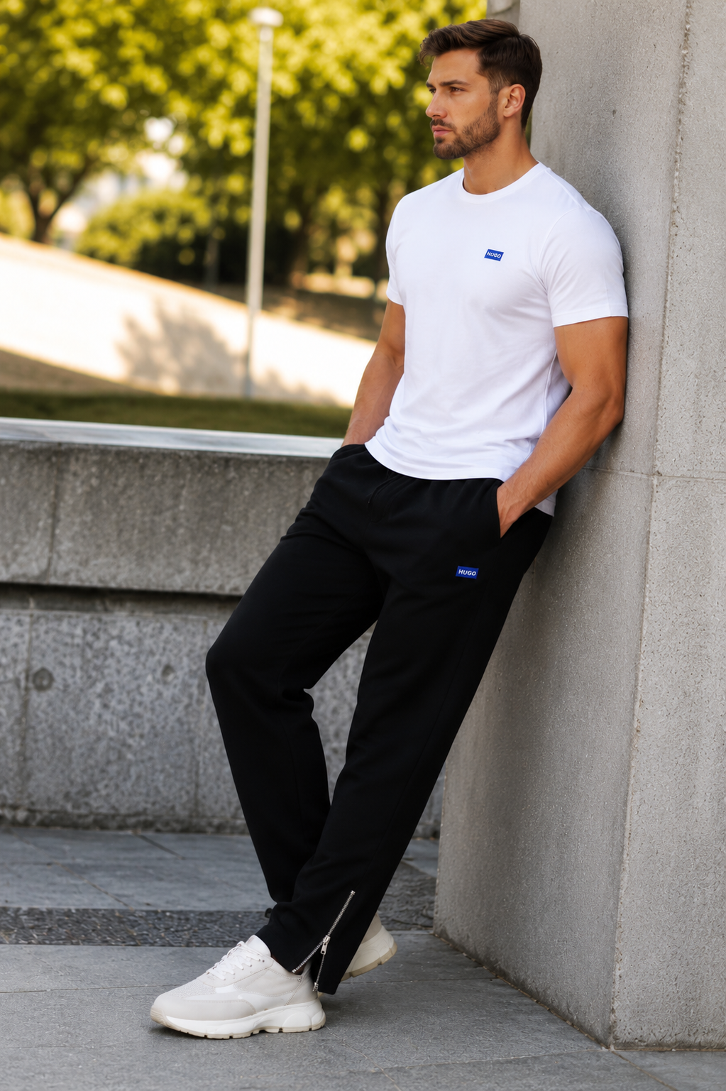 Pantaloni de trening HUGO BOSS Nanetti Negri Bărbați