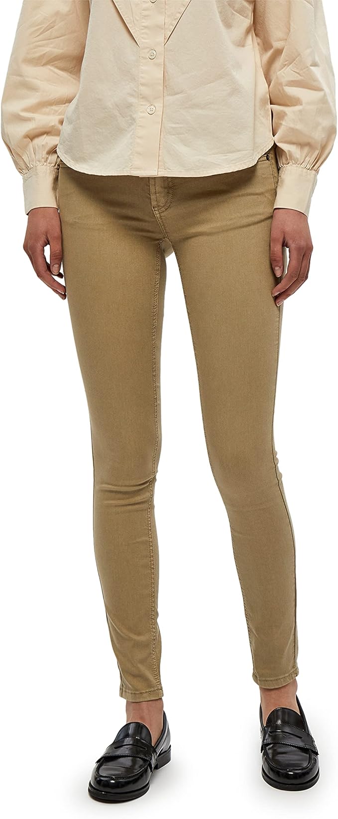 Pantaloni damă DESIRES Skinny Fit bej cu talie medie – Model Lola DE4099 Originali