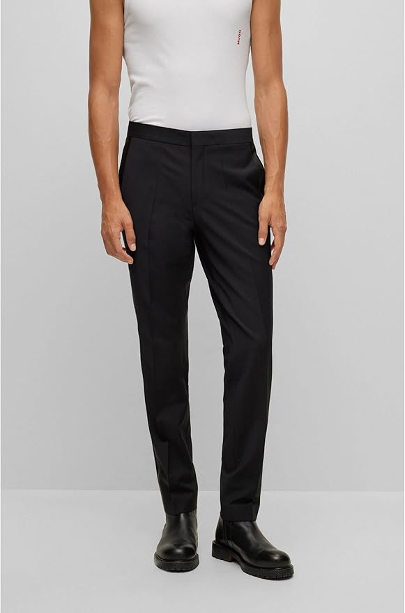 HUGO Hesten224E1X Pantaloni de Costum Extra Slim Fit Negri – Bărbați | Originali