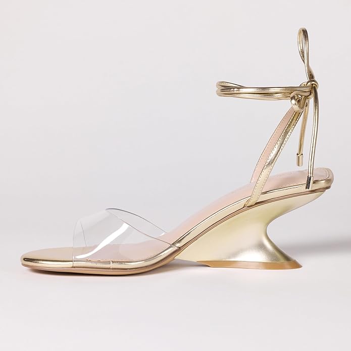 THE DROP Phoenix Sandale cu Toc Sculptat Damă – Gold Clear – EU 37.5 Originale
