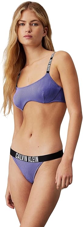 CALVIN KLEIN Slip bikini brazilian damă albastru Sapphire Blue XS Original