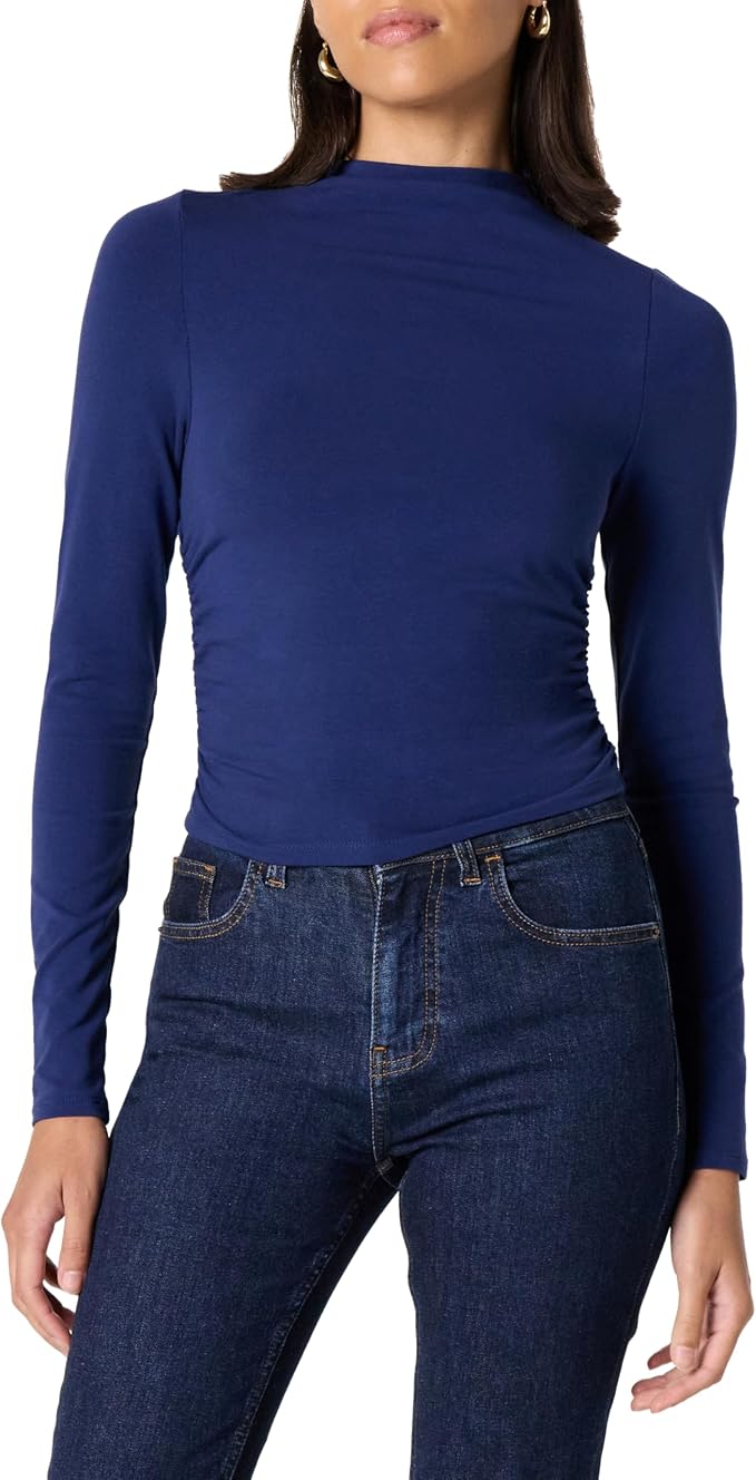 Bluză damă The Drop Ebony Mock Neck