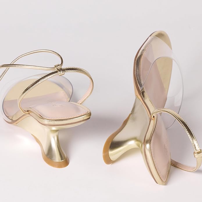 THE DROP Phoenix Sandale cu Toc Sculptat Damă – Gold Clear – EU 37.5 Originale