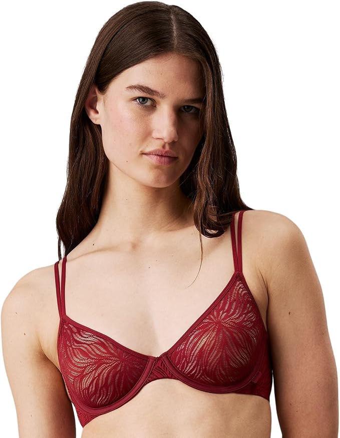 Sutien Calvin Klein Unlined Demi din dantelă Syrah damă