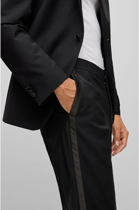 HUGO Hesten224E1X Pantaloni de Costum Extra Slim Fit Negri – Bărbați | Originali
