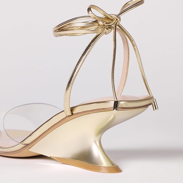 THE DROP Phoenix Sandale cu Toc Sculptat Damă – Gold Clear – EU 37.5 Originale