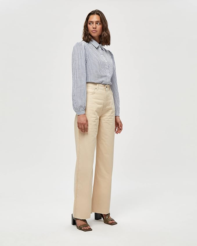 MINUS Joy Denim Jeans crem damă – Seedpearl Cream MI4248