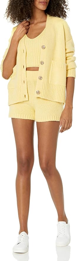 Cardigan damă The Drop Brigitte Cotton Blend, Butter