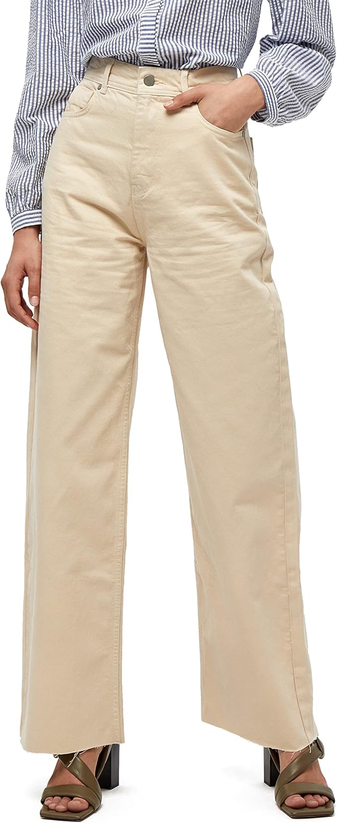 MINUS Joy Denim Jeans crem damă – Seedpearl Cream MI4248