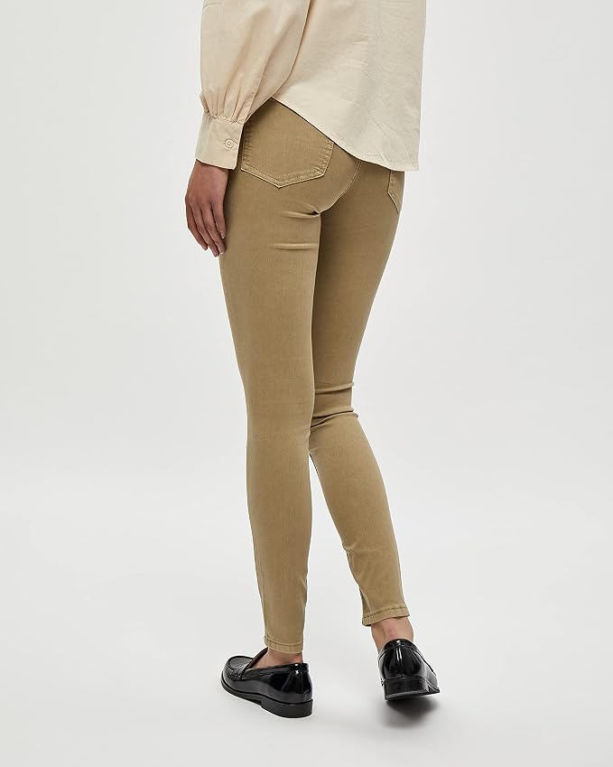 Pantaloni damă DESIRES Skinny Fit bej cu talie medie – Model Lola DE4099 Originali