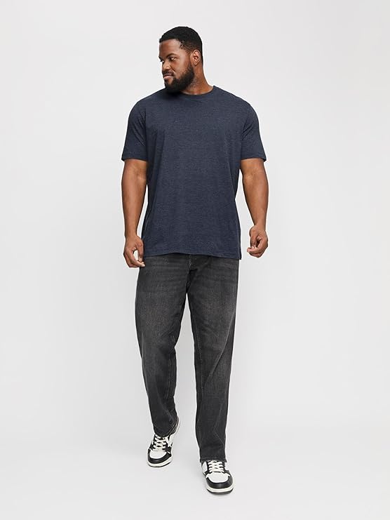 JACK & JONES PLUS Organic Mel Tee O-Neck Navy Blazer Melange