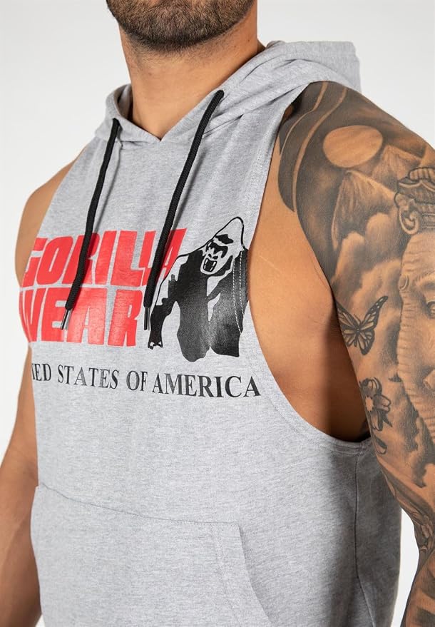 GORILLA WEAR Rogers Hooded Tank Top cu Glugă Gri Bărbați XL Original