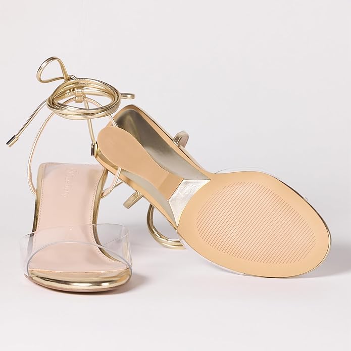 THE DROP Phoenix Sandale cu Toc Sculptat Damă – Gold Clear – EU 37.5 Originale