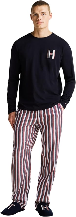 Set pijama 3 piese Tommy Hilfiger bărbați cu papuci