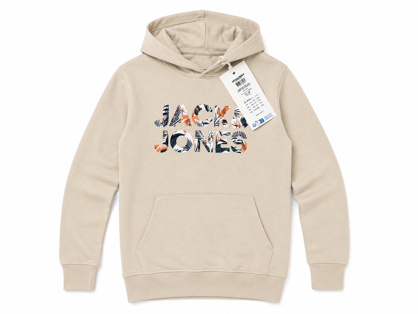 Hanorac copii Jack & Jones Junior JJEART Corp Logo cu glugă, Moonbeam, 100% bumbac
