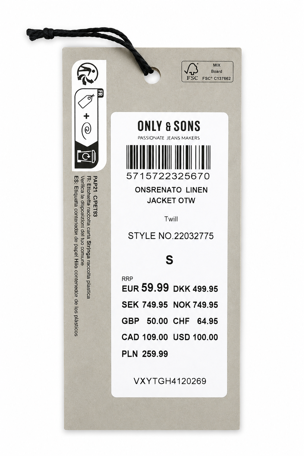 Geacă de vară bărbați Only & Sons Renato din amestec de IN