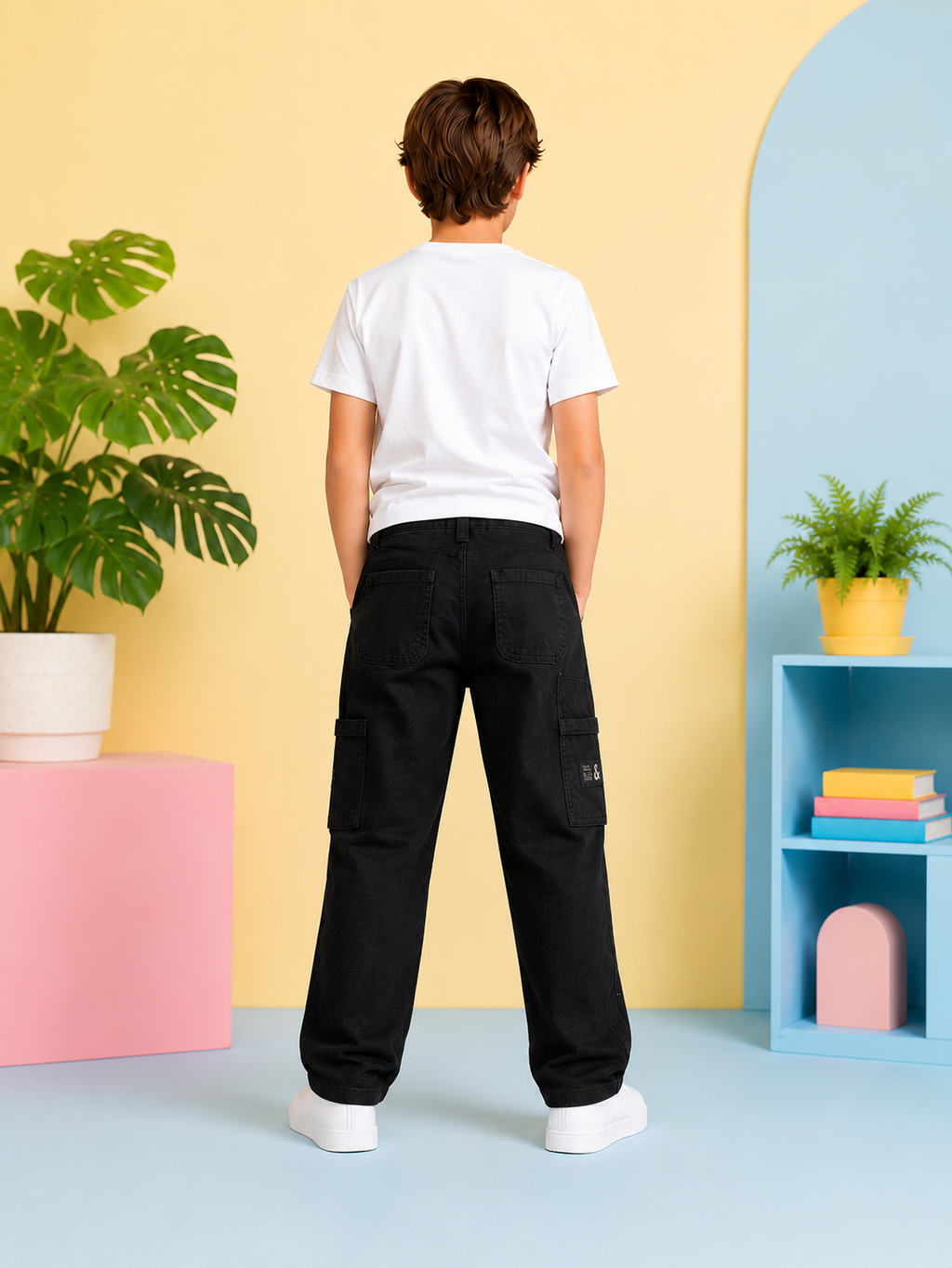Jack & Jones Junior Carpenter Pants Black – Pantaloni Cargo Băieți – 98% Bumbac