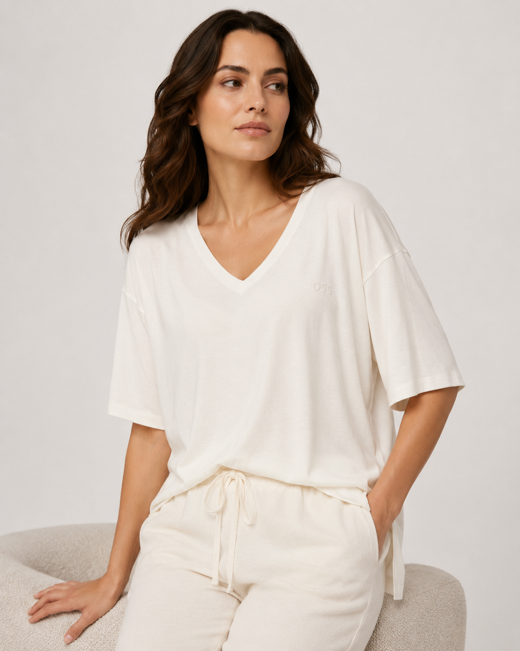 Tricou BOSS Homewear CP Stripe damă Relaxed Fit
