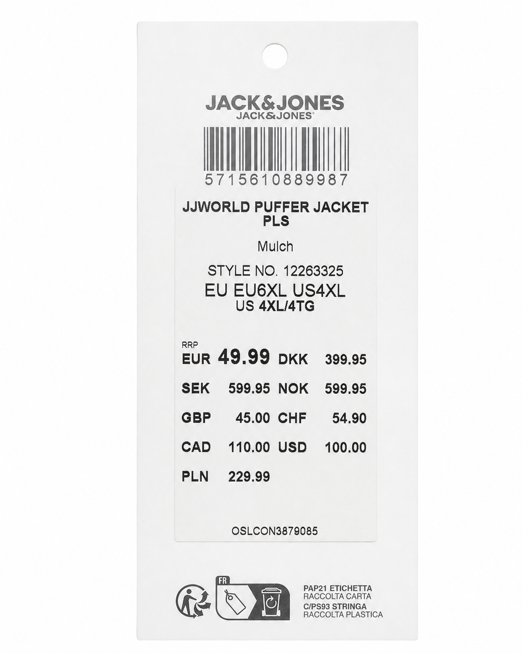 Geacă Puffer Bărbați JACK & JONES PLUS JJWORLD