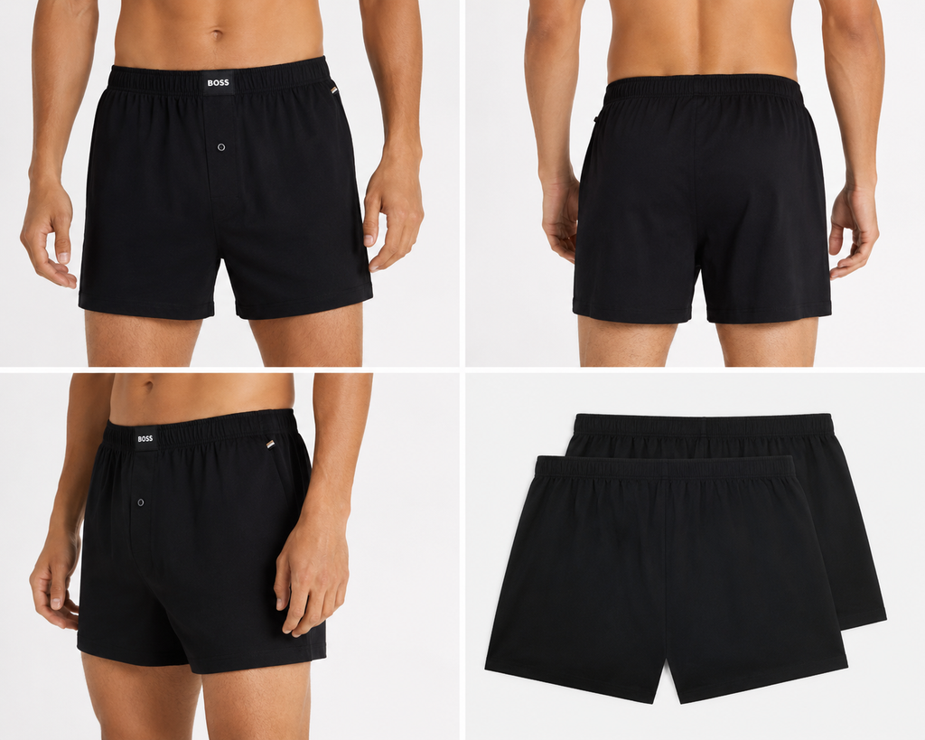 Set 2 boxeri BOSS bărbați Jersey Boxer Cotton Stretch