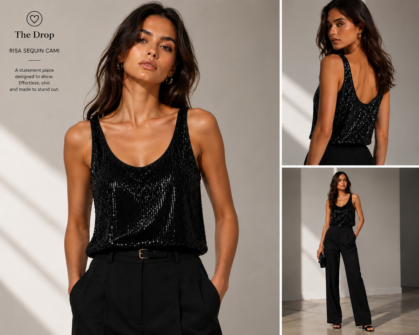 RISA Sequin Cami Top Maiou – Silver | The Drop