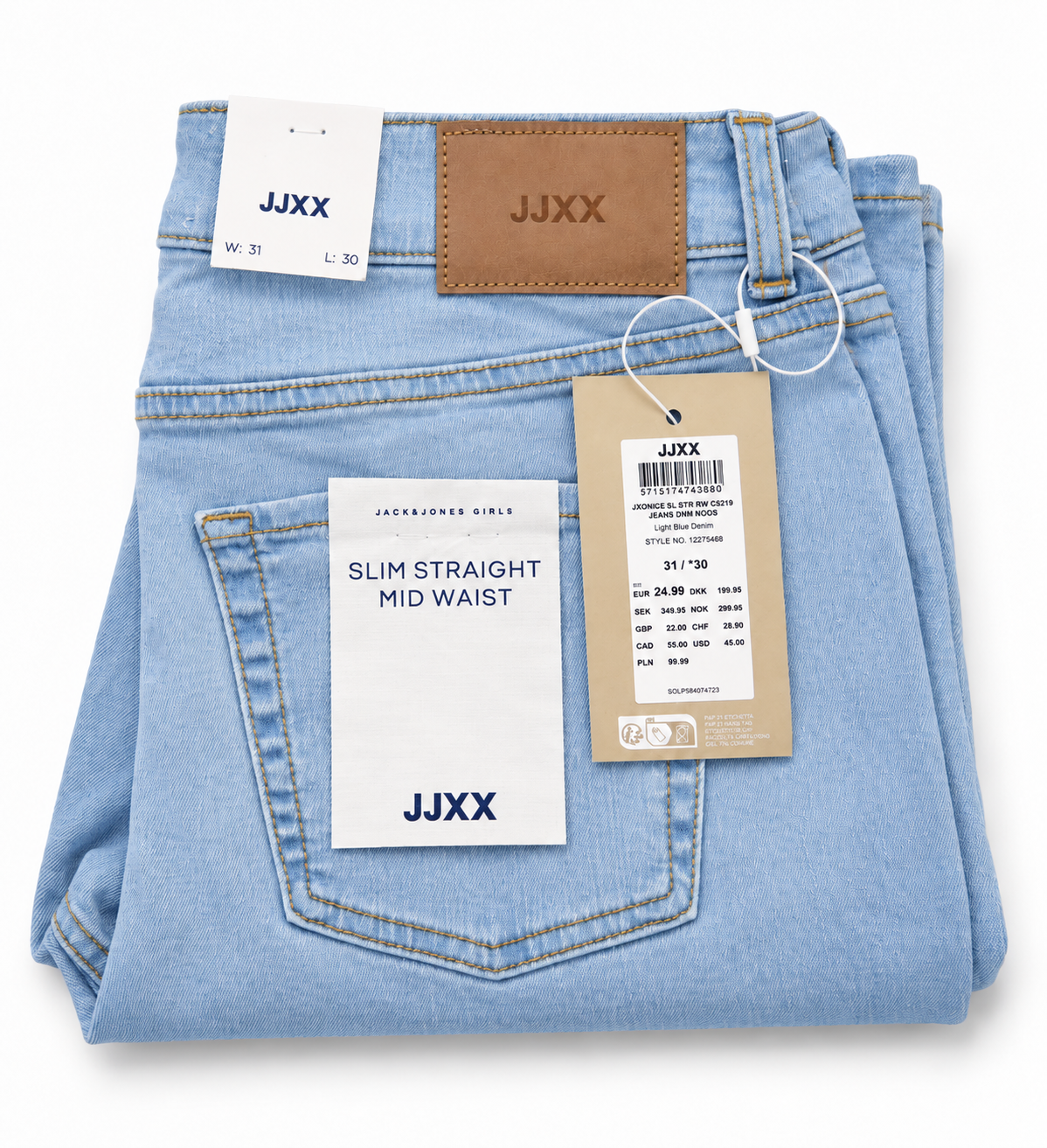 JJXX JXNICE Slim Straight Mid Waist Jeans – imagine produs 3