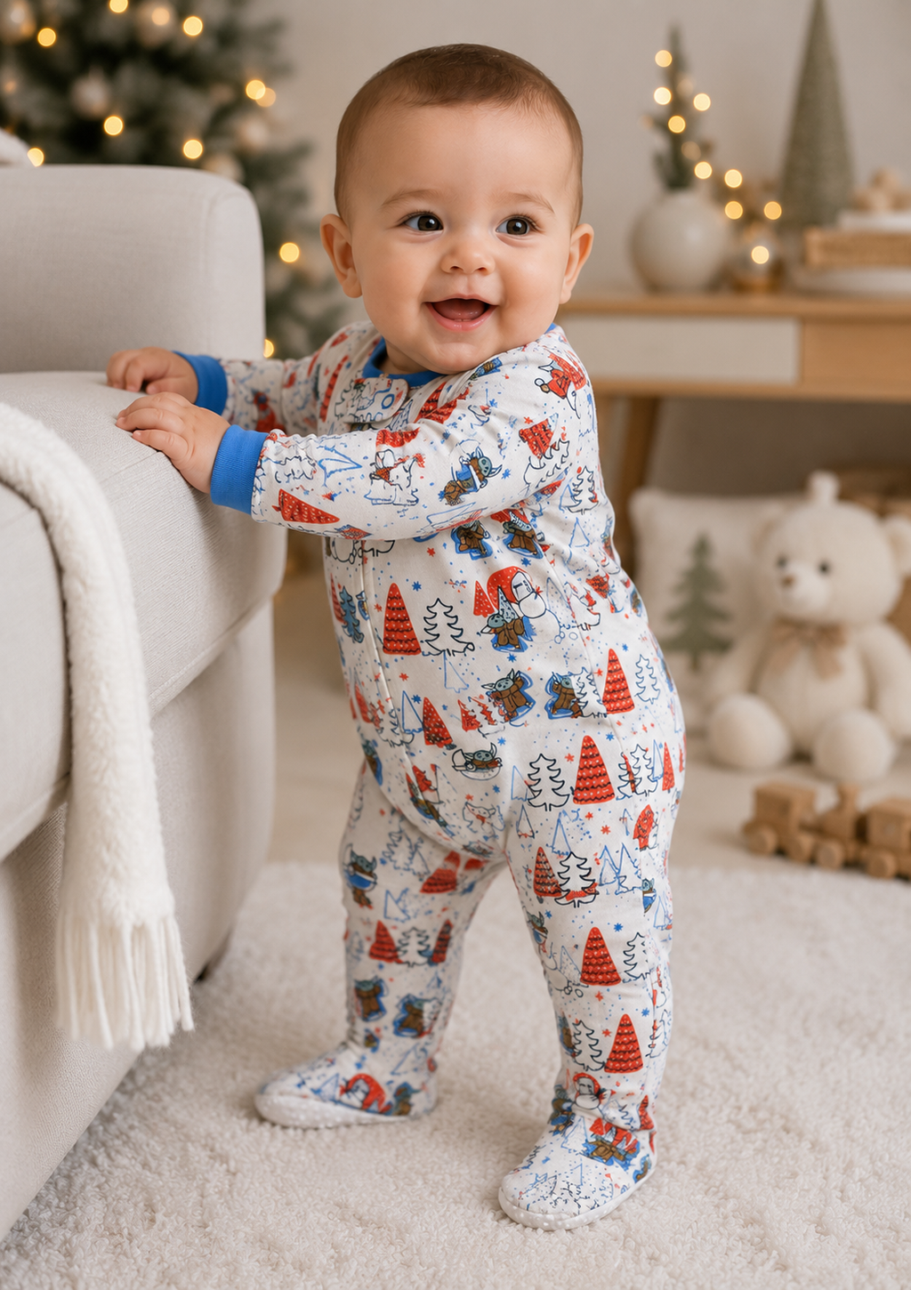 Pijama întreagă pentru bebeluși Grogu (Baby Yoda) Disney Star Wars din bumbac 100%