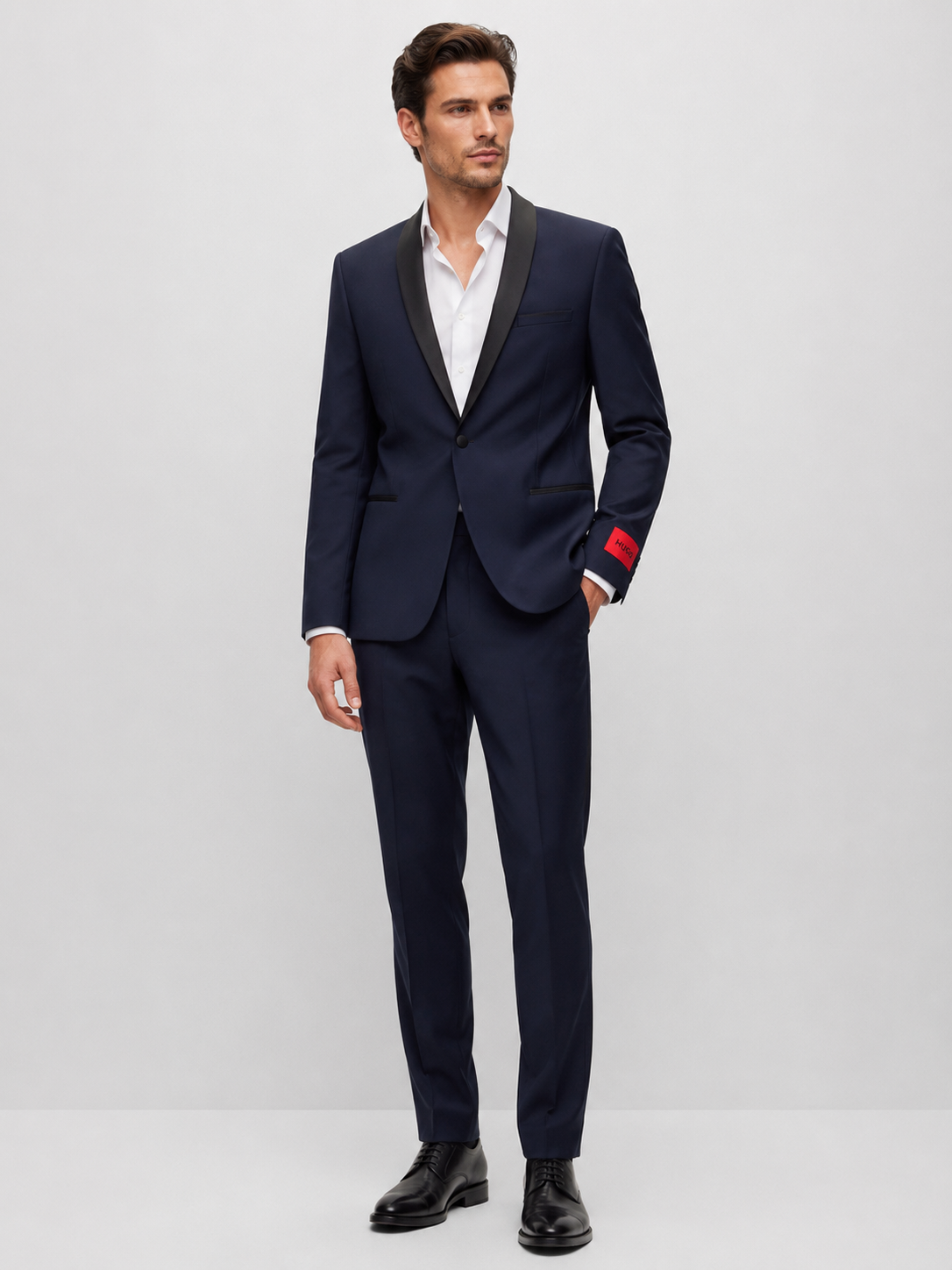 HUGO  Sacou elegant bleumarin cu revere satinate