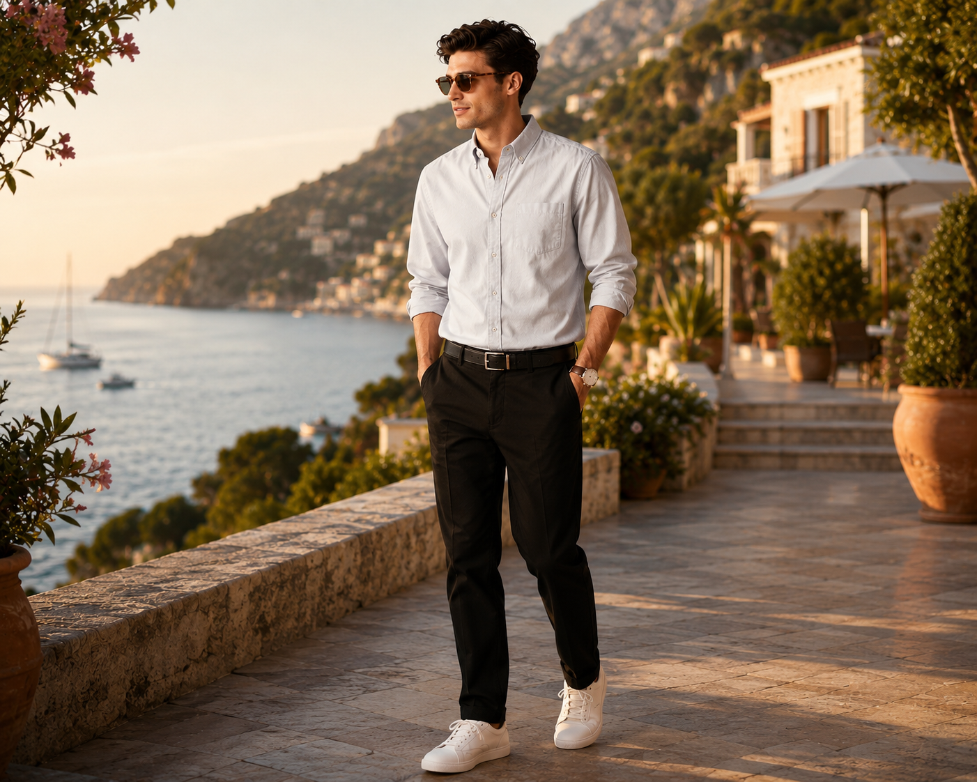 Pantaloni Chino Bărbați Negri