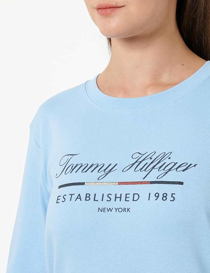 Tommy Hilfiger Rochie Damă Regular Script Graphic Dress SS Albastru Deschis
