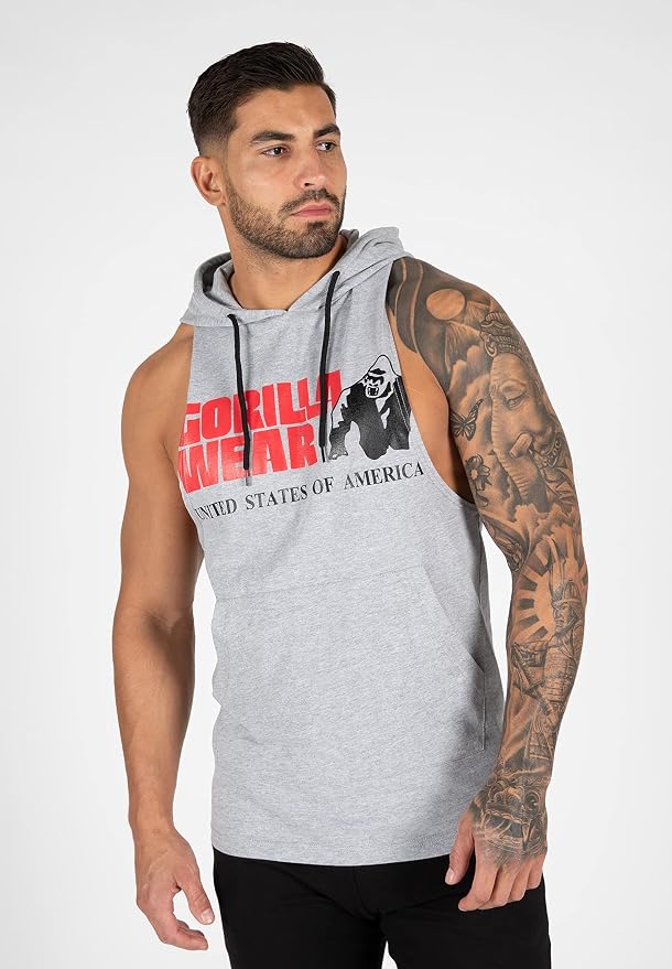 GORILLA WEAR Rogers Hooded Tank Top cu Glugă Gri Bărbați XL Original