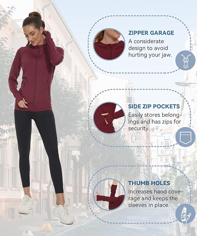 Hanorac AMZSPORT unisex cu fermoar vișiniu
