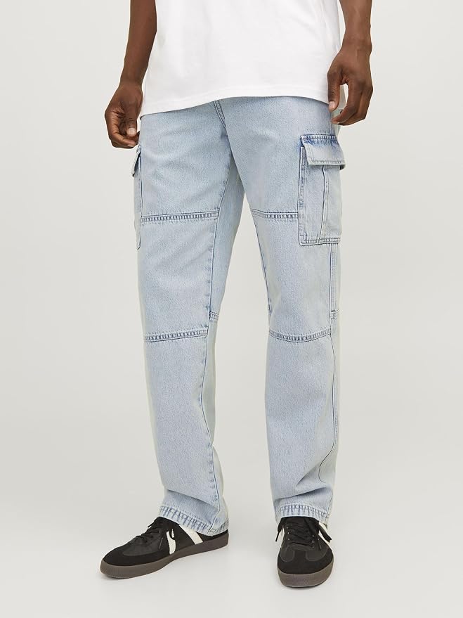 JACK & JONES Blugi JJIEDDIE Blue Denim Bărbați