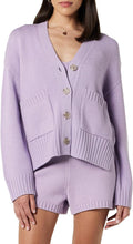 Cardigan damă The Drop Brigitte tricotat cu nasturi și buzunare – Digital Lavender
