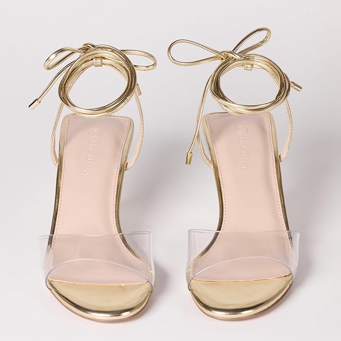 THE DROP Phoenix Sandale cu Toc Sculptat Damă – Gold Clear – EU 37.5 Originale