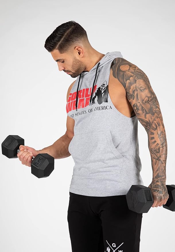 GORILLA WEAR Rogers Hooded Tank Top cu Glugă Gri Bărbați XL Original