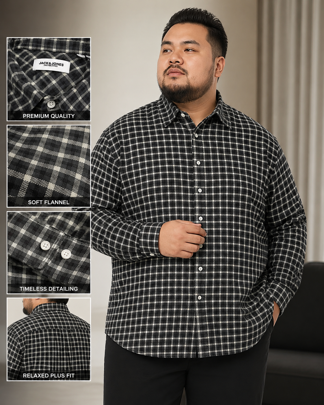 Cămașă din flanel în carouri Jack & Jones Jorjoshua, Comfort Fit