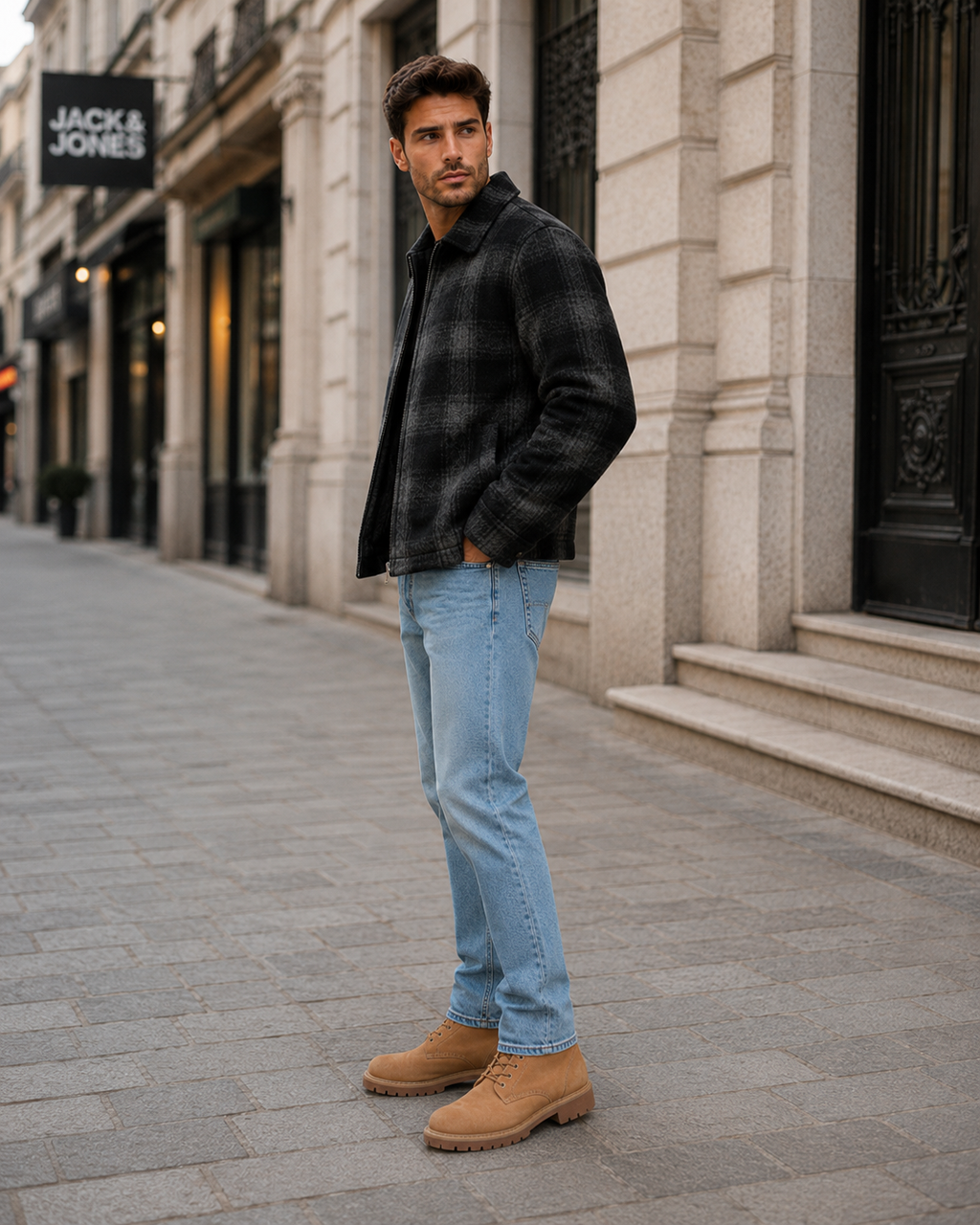 Geacă JACK & JONES bărbați JORCOLE JACKET Black Check
