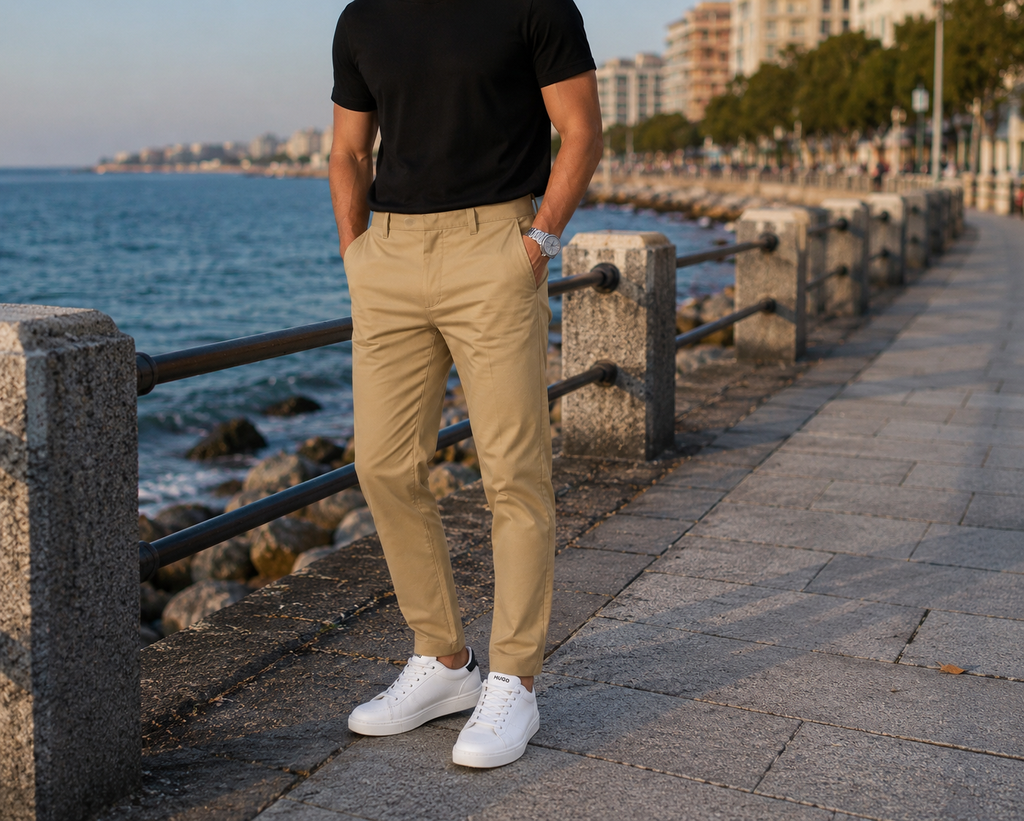 HUGO Dexter234 – Pantaloni Chino Bărbați Slim Fit Bej