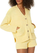 Cardigan damă The Drop Brigitte Cotton Blend, Butter