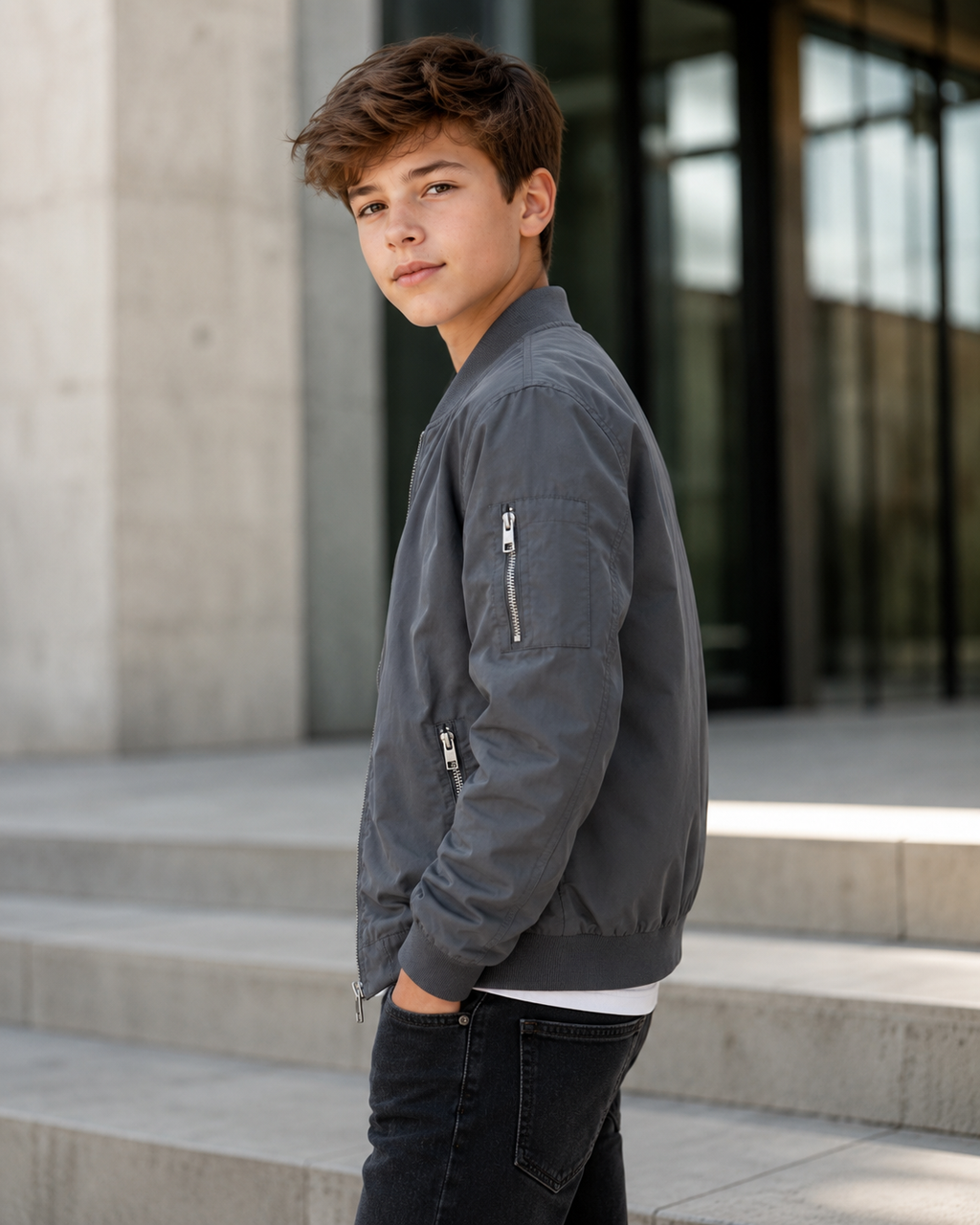 Jack & Jones Junior JJerush Bomber – Geacă bomber impermeabilă pentru băieți