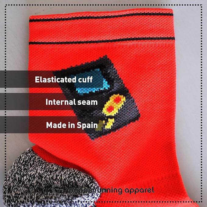 Șosete trail running Hoopoe unisex Quarter Cut Video Games roșu/gri