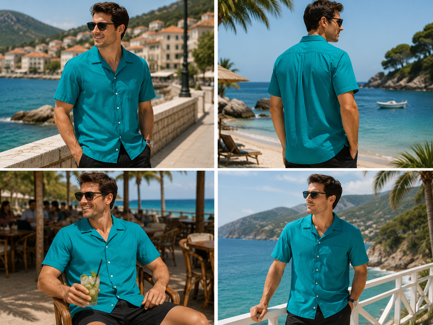 Cămașă Regular-Fit Stretch Poplin Teal