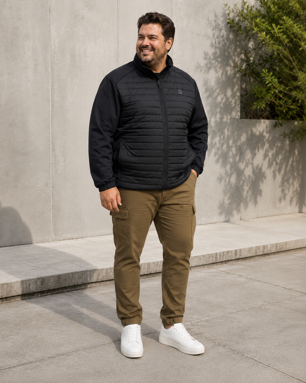 Geacă hibridă JACK & JONES bărbați JJEMULTI Quilted Collar Plus Black