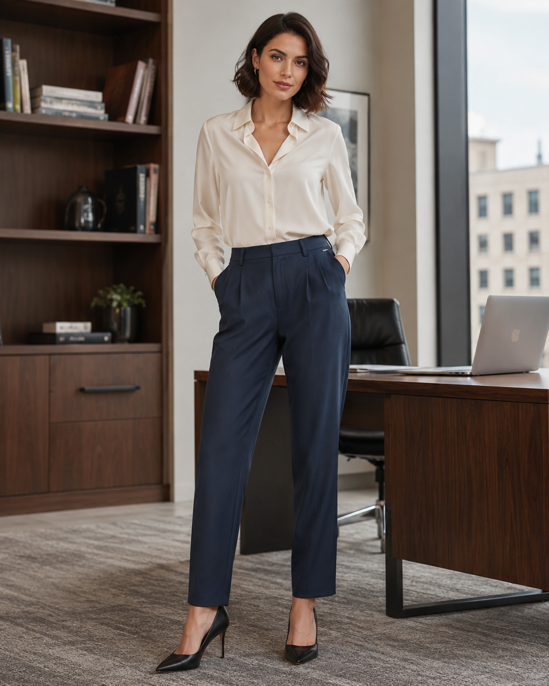 Pantaloni eleganți Pepe Jeans Fiorel damă, Dulwich Blue