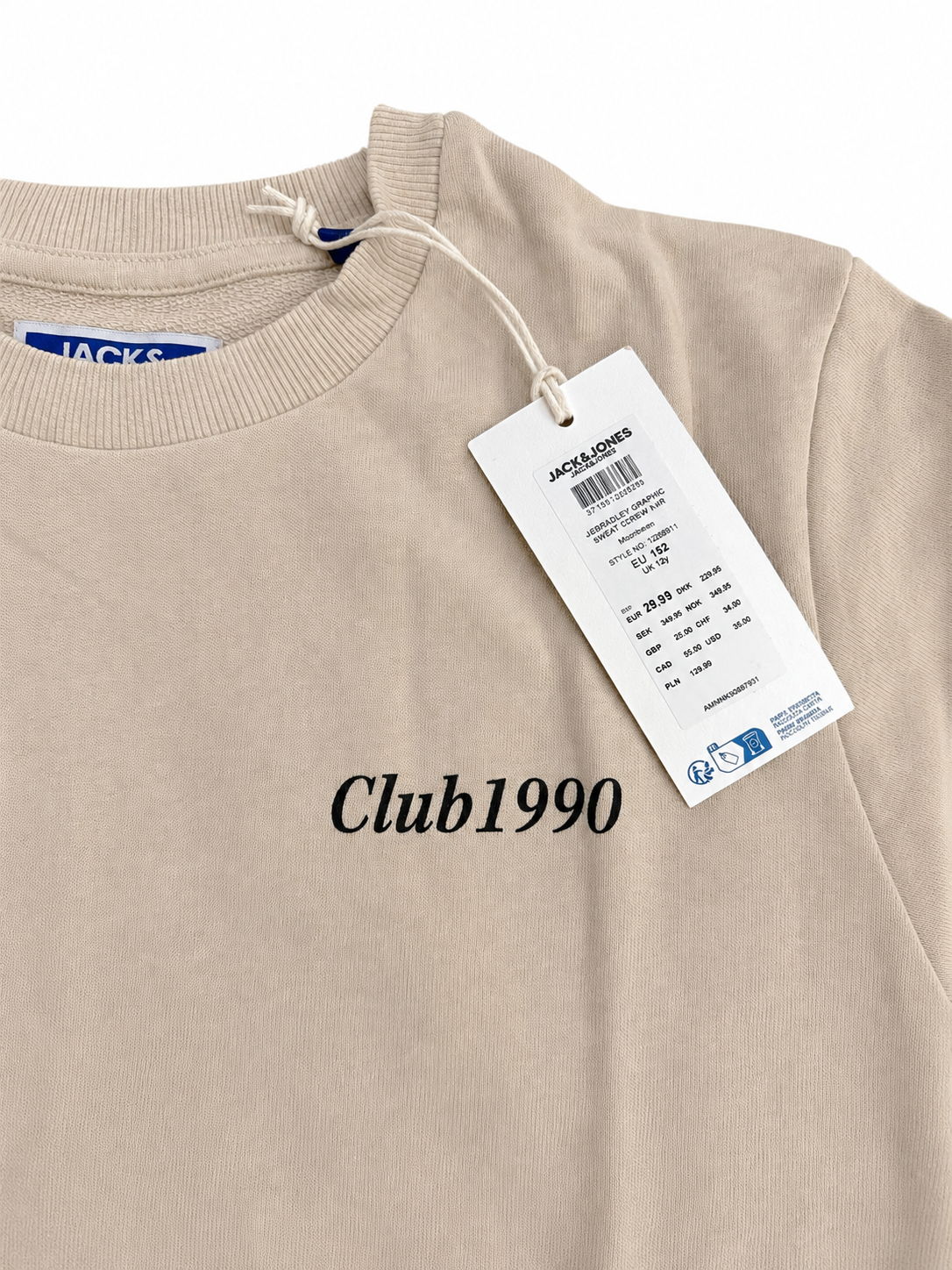 Bluză copii Jack & Jones Junior Club1990 din bumbac – Moonbeam