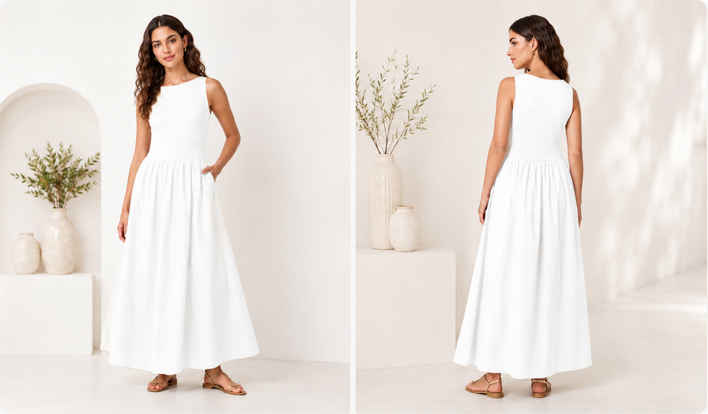 The Drop Martini Maxi Dress Olive – Rochie Lungă din Bumbac Premium