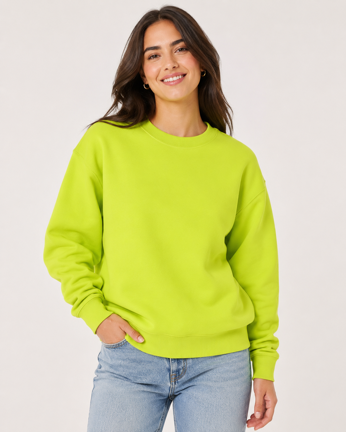 Bluză tip sweatshirt Amazon Essentials unisex/adult fleece crewneck lime neon